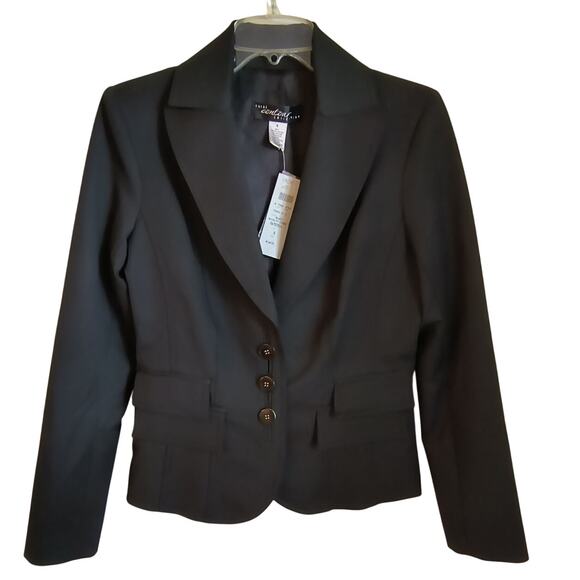Cache Tailored Fit Blazer Women's Sz S Black Flap Pockets 3 Button Lined Jacket - Picture 6 of 16